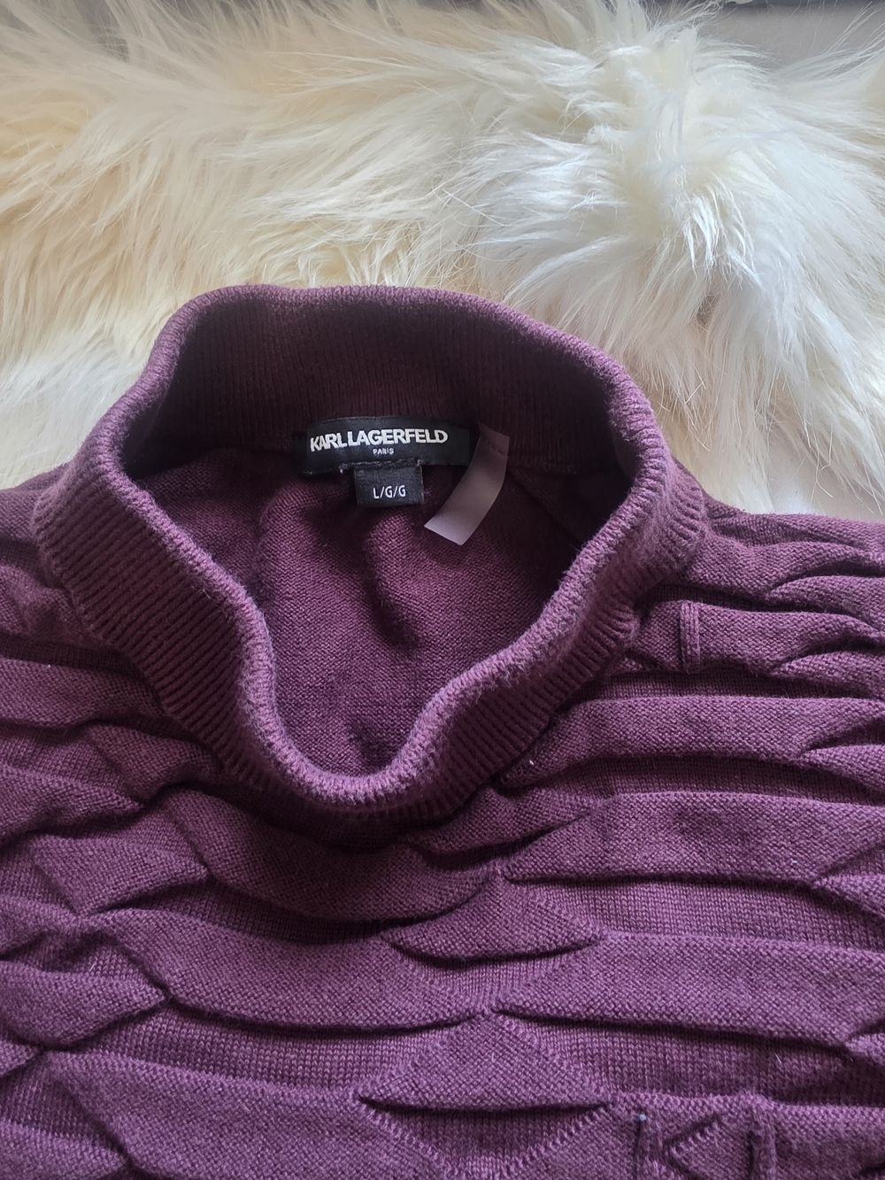 Karl Lagerfeld Men's Deep Burgundy Textured Crewneck Sweater